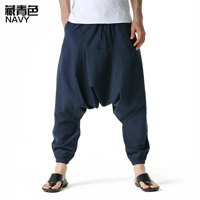 Cyber Nomad Harem Trousers - Hiphop Harem Pants Baggy Casual Yoga Loose Drop Crotch Trouser cyberpunk avant garde
