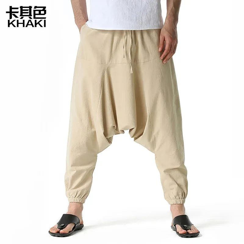 Cyber Nomad Harem Trousers - Hiphop Harem Pants Baggy Casual Yoga Loose Drop Crotch Trouser cyberpunk avant garde