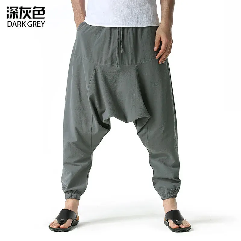 Cyber Nomad Harem Trousers - Hiphop Harem Pants Baggy Casual Yoga Loose Drop Crotch Trouser cyberpunk avant garde