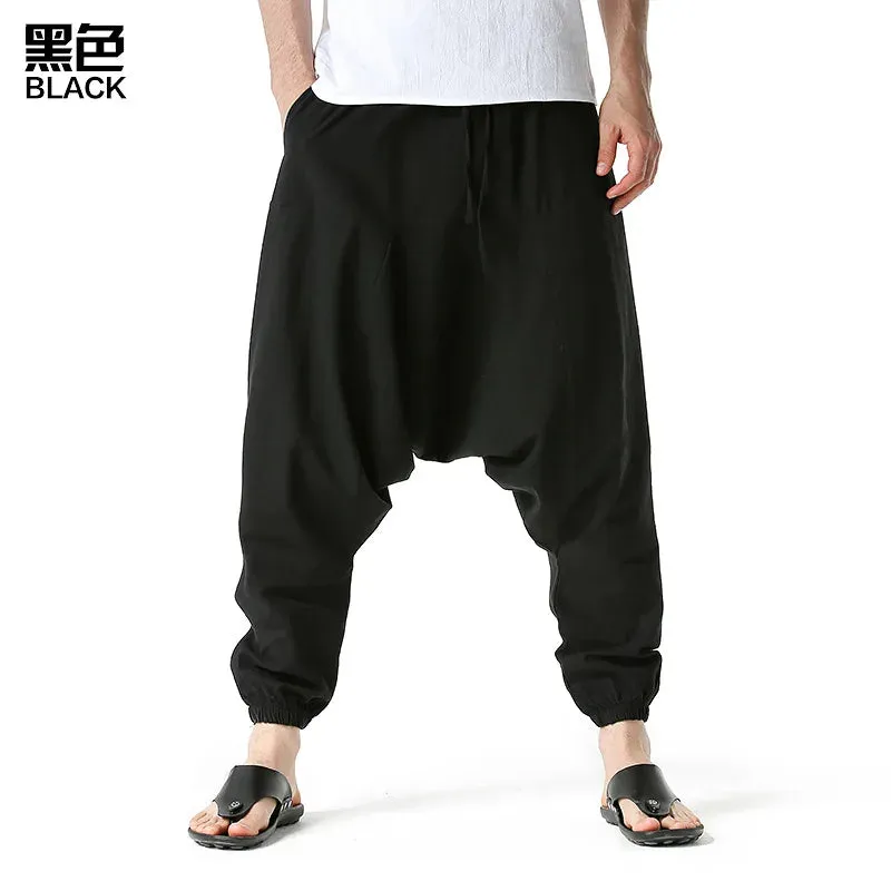 Cyber Nomad Harem Trousers - Hiphop Harem Pants Baggy Casual Yoga Loose Drop Crotch Trouser cyberpunk avant garde
