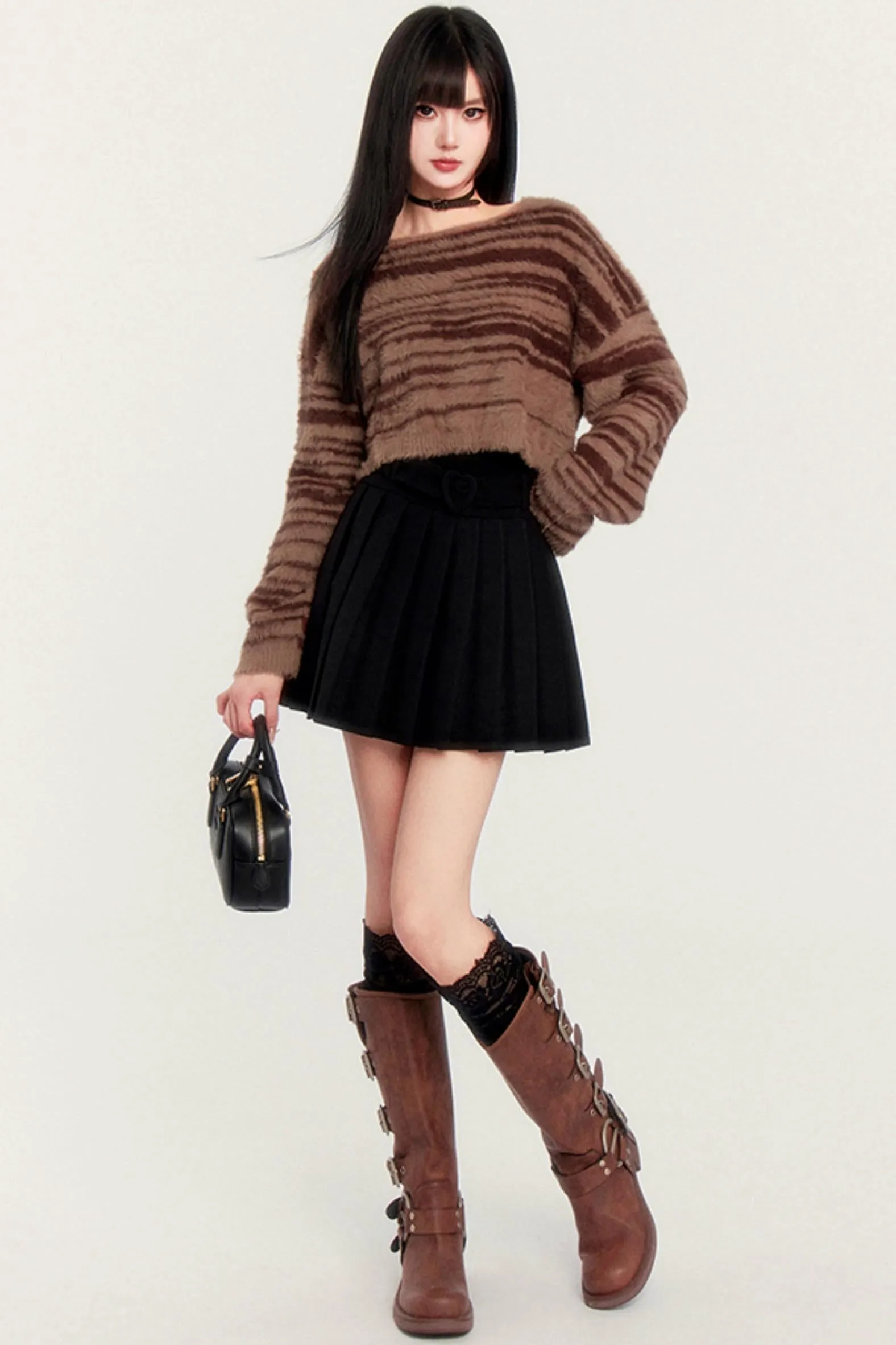 Dark Japanese High Waist Pleated Skirt
