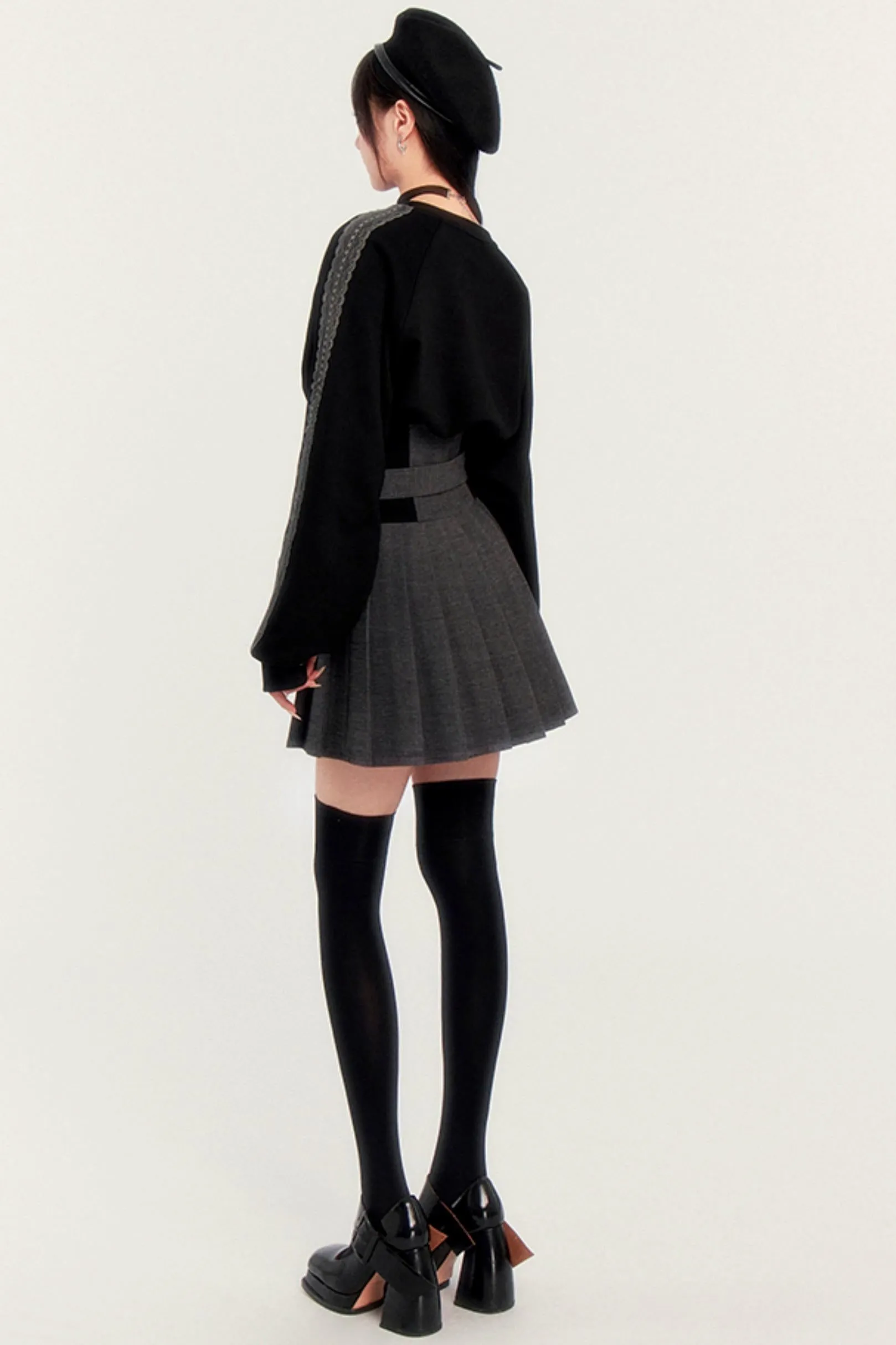 Dark Japanese High Waist Pleated Skirt