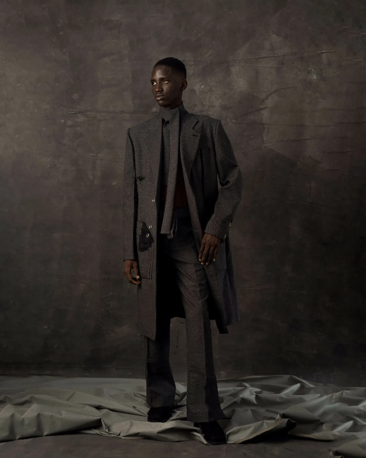Denim Long Coat with Matching Trousers