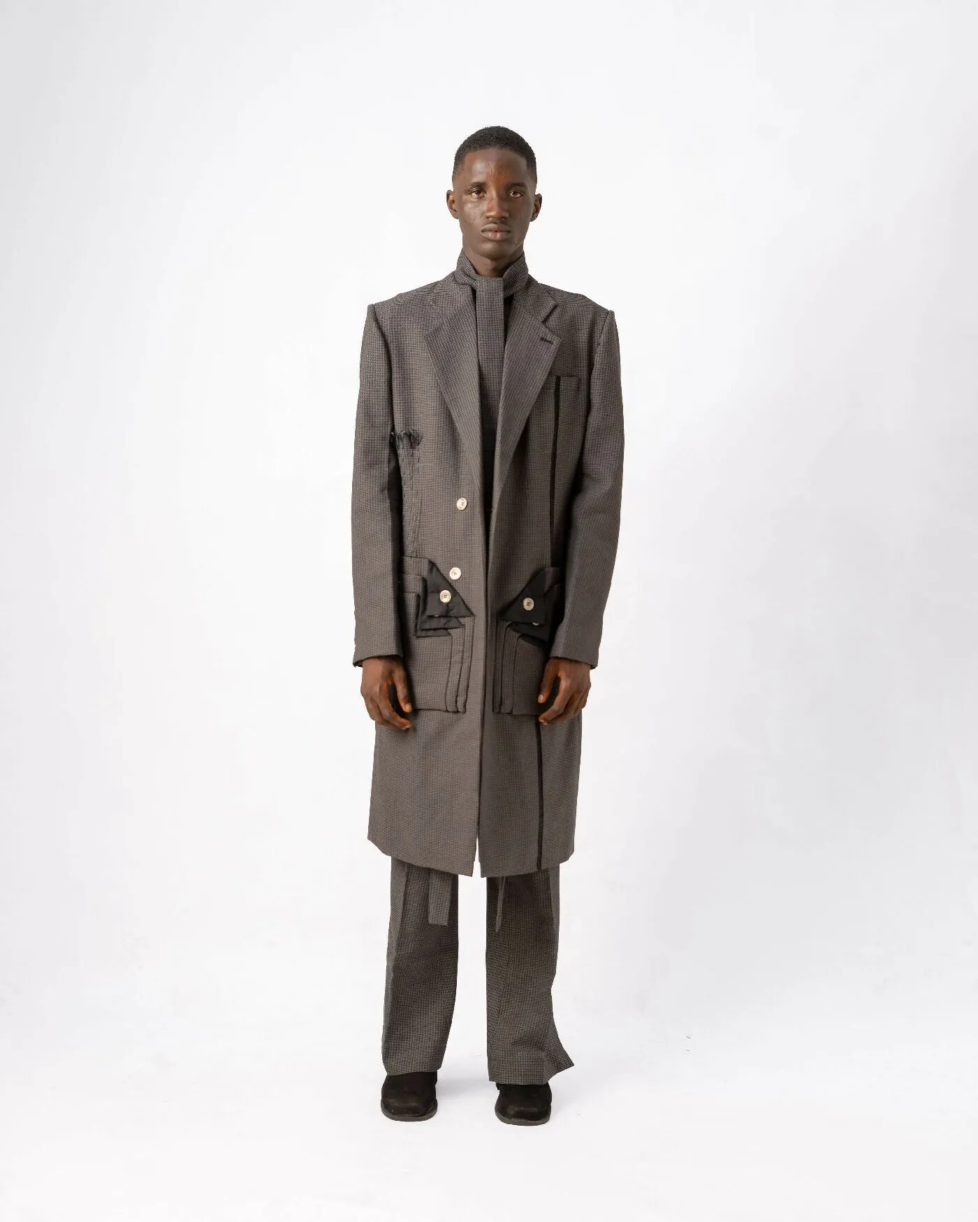 Denim Long Coat with Matching Trousers