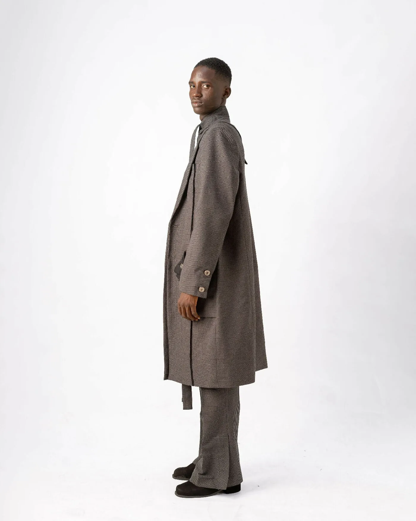 Denim Long Coat with Matching Trousers