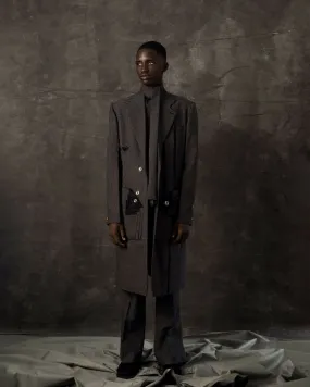 Denim Long Coat with Matching Trousers
