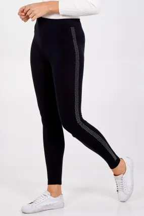 Diamante Vertical Stripe Detail Fleece Lined Legging
