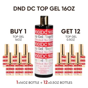 DND DC Gel Top Coat 900  No Cleanser 16oz   Free 12 0.5oz Bottles