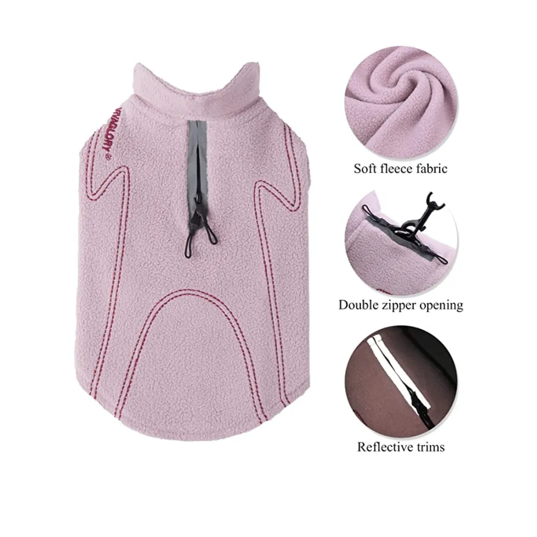 Dog Fleece Coat Warm Jacket with Hook and Loop Fastener