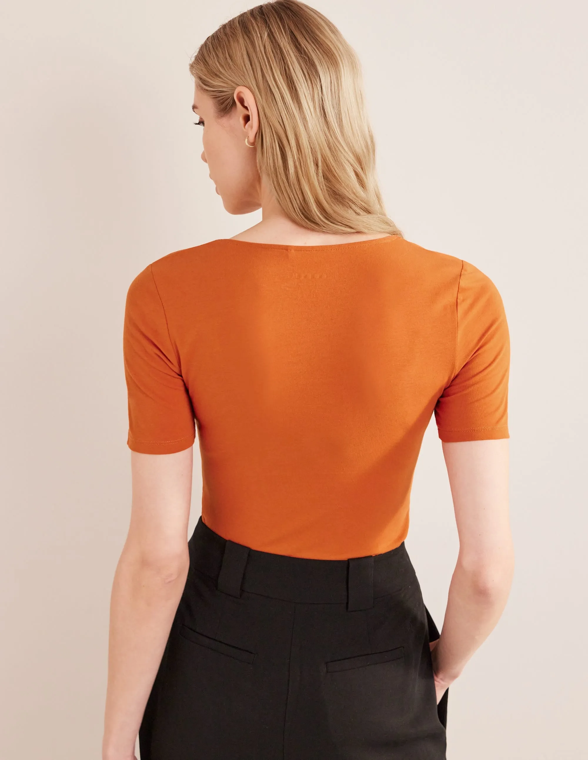 Double Layer Short Sleeve Top-Rust