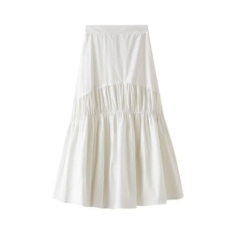 ELASTIC PLEATED MIDI SKIRT
