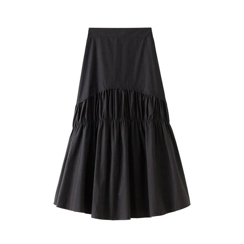 ELASTIC PLEATED MIDI SKIRT