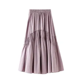 ELASTIC PLEATED MIDI SKIRT