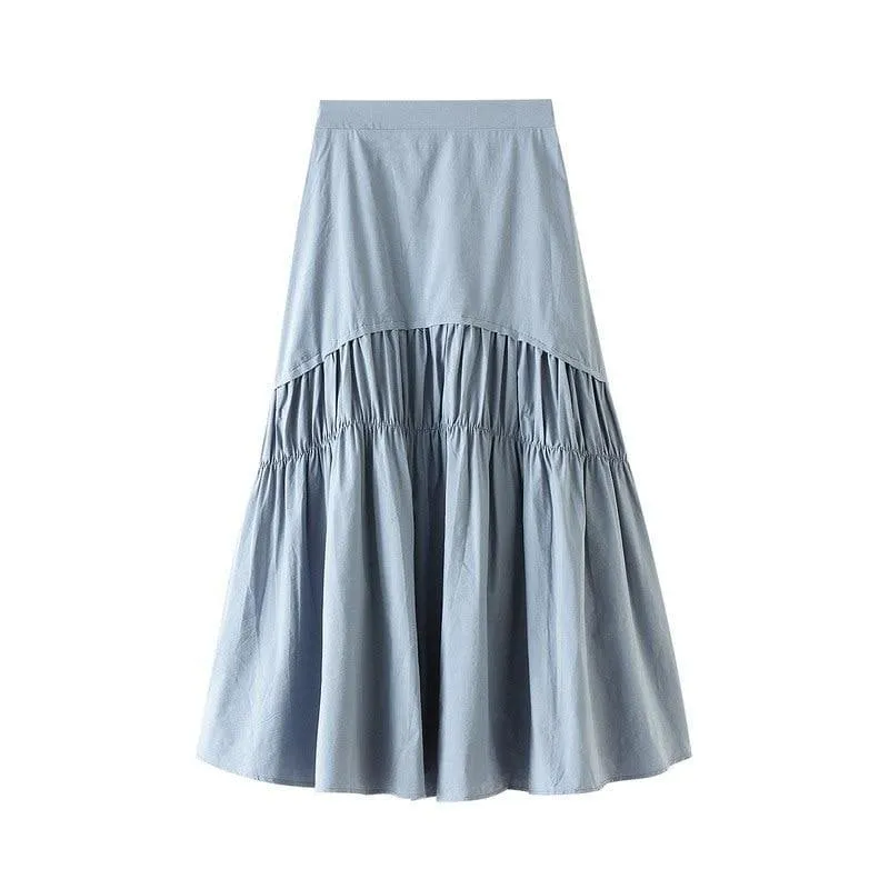 ELASTIC PLEATED MIDI SKIRT