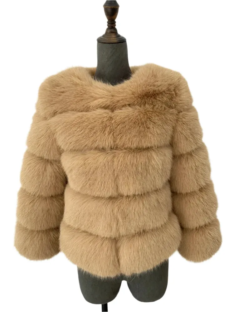 Elegant Fluffy Black Faux Fur Coat for Women S-5XL – Thick Warm Winter Jacket, Mink Look, Autumn Fashion