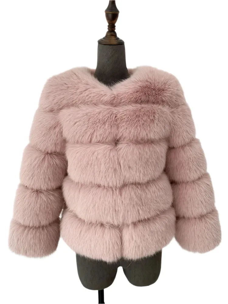 Elegant Fluffy Black Faux Fur Coat for Women S-5XL – Thick Warm Winter Jacket, Mink Look, Autumn Fashion
