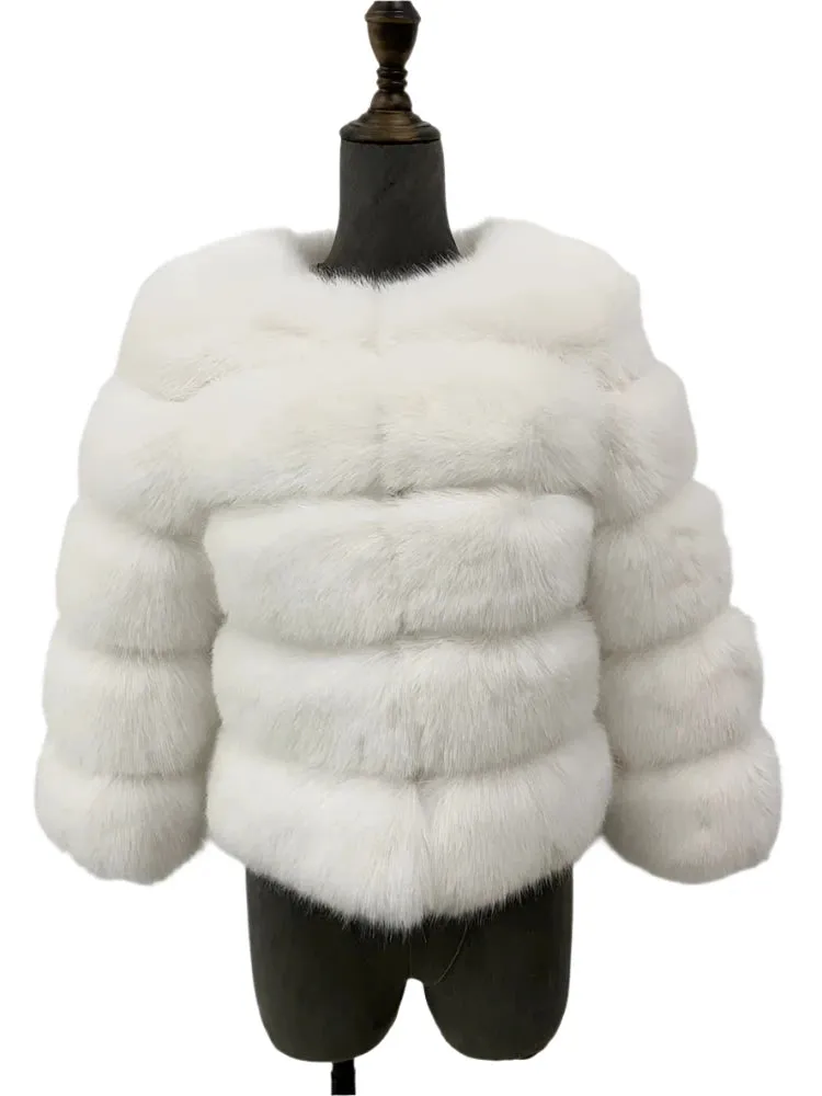 Elegant Fluffy Black Faux Fur Coat for Women S-5XL – Thick Warm Winter Jacket, Mink Look, Autumn Fashion