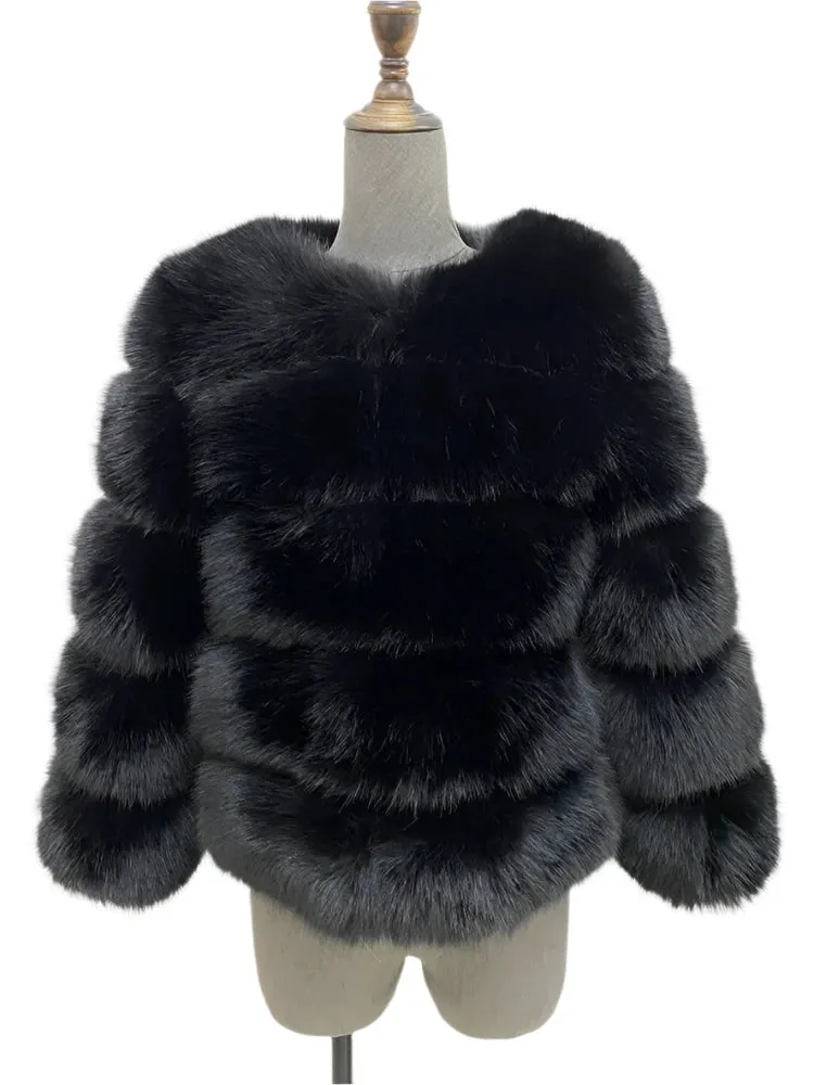 Elegant Fluffy Black Faux Fur Coat for Women S-5XL – Thick Warm Winter Jacket, Mink Look, Autumn Fashion
