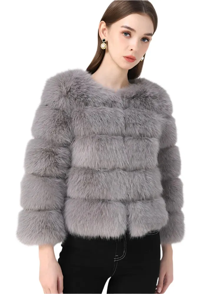 Elegant Fluffy Black Faux Fur Coat for Women S-5XL – Thick Warm Winter Jacket, Mink Look, Autumn Fashion