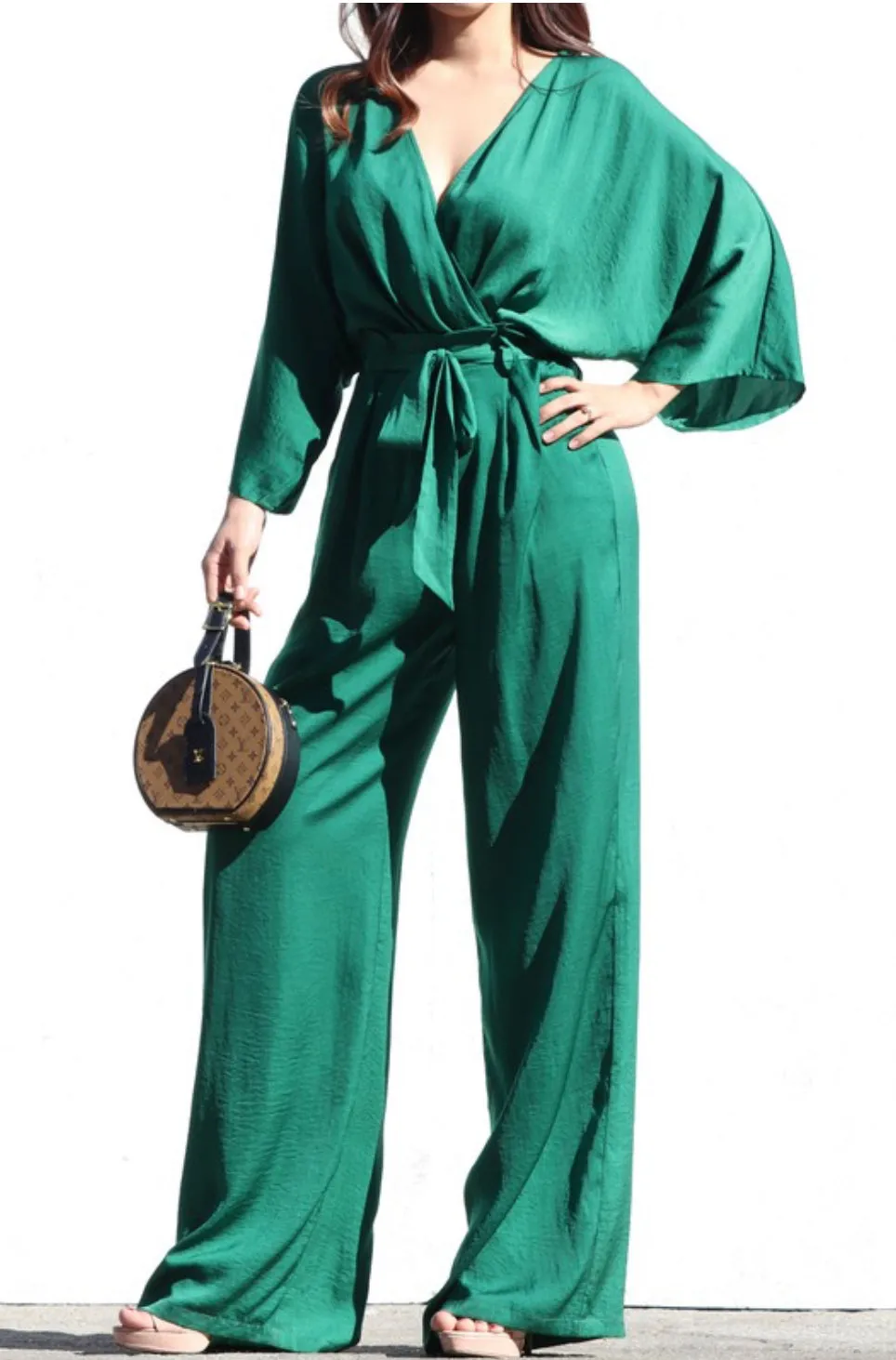 Emma V-Neck Belted Jumpsuit