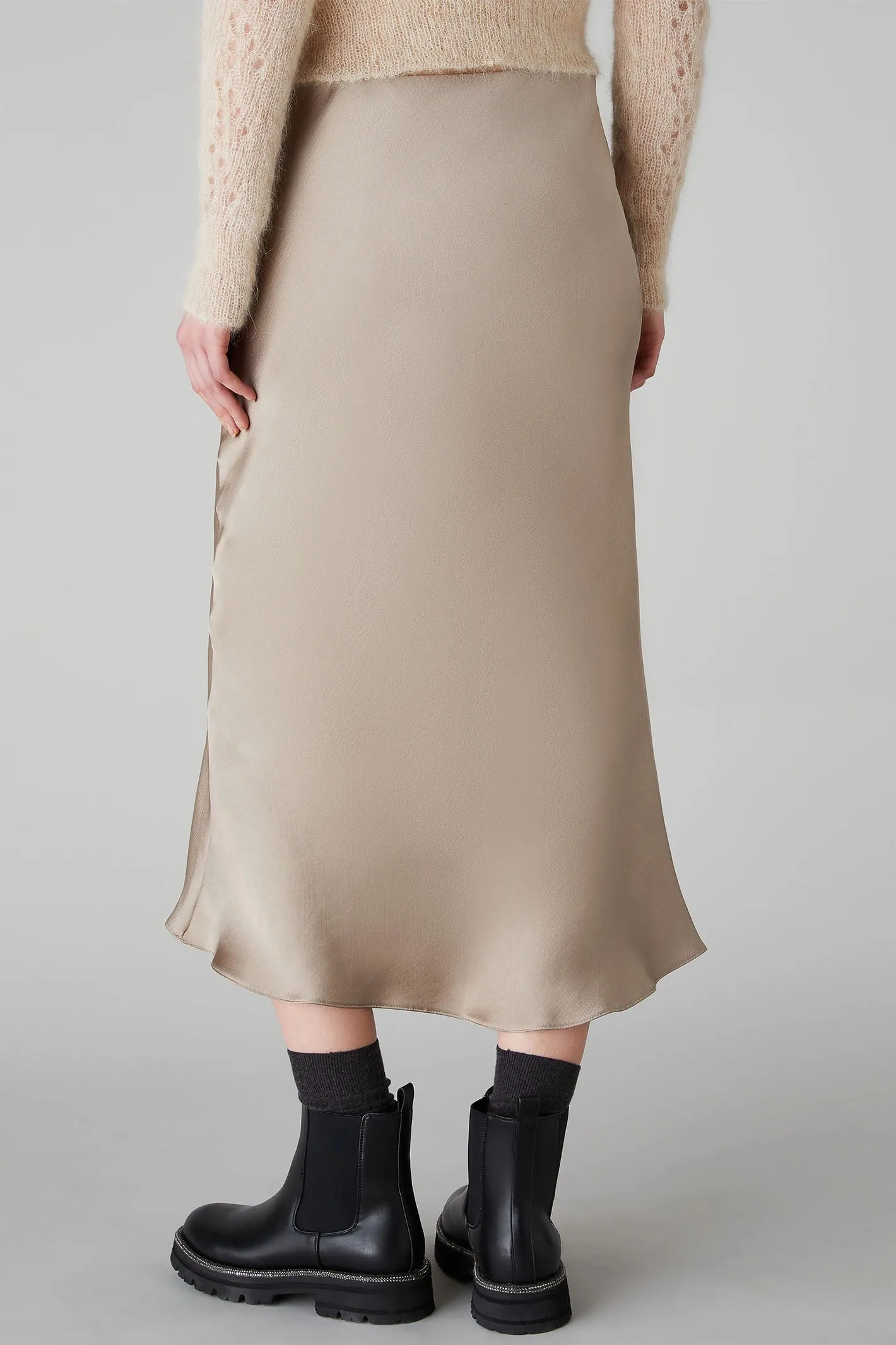 Emme Calco Skirt Midi Ecru Beige 2425106031200