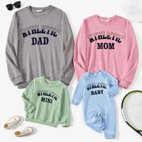 Family Matching Letter Print Long-sleeve Pullover