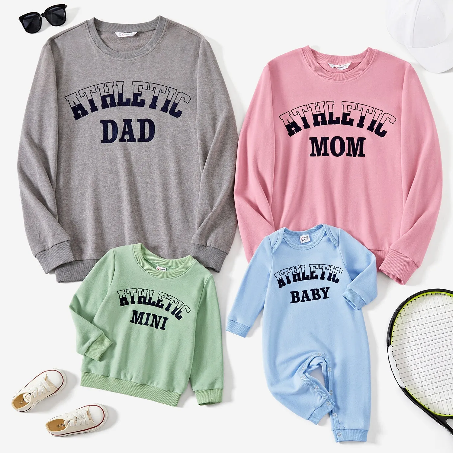 Family Matching Letter Print Long-sleeve Pullover