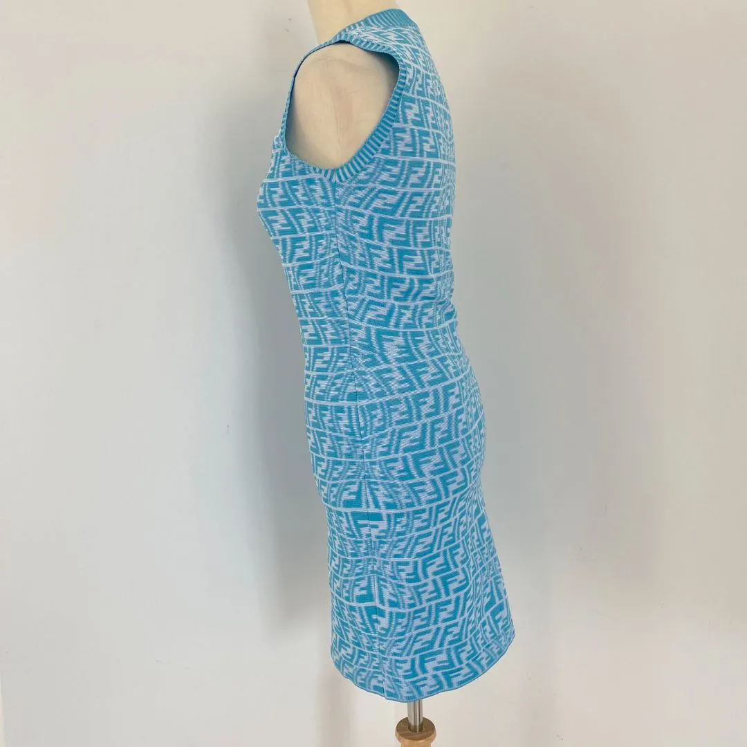 Fendi Fendi Blue Ff Vertigo Knit Minidress