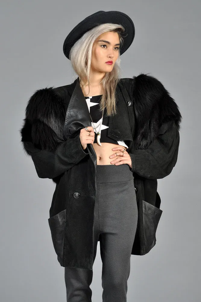 Fox Fur   Suede Avant Garde Draped Jacket