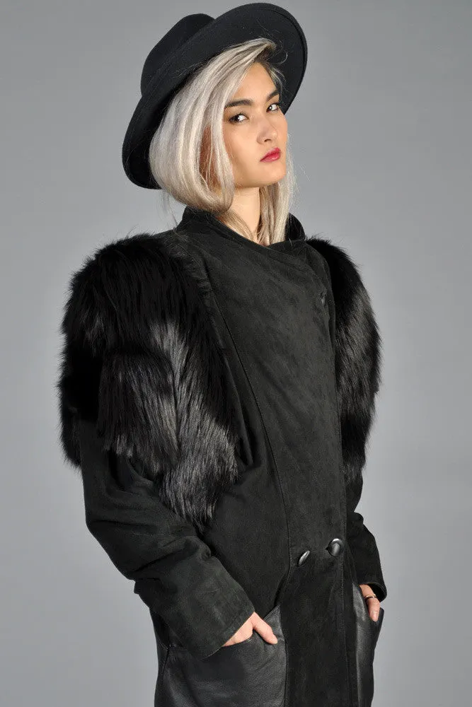 Fox Fur   Suede Avant Garde Draped Jacket