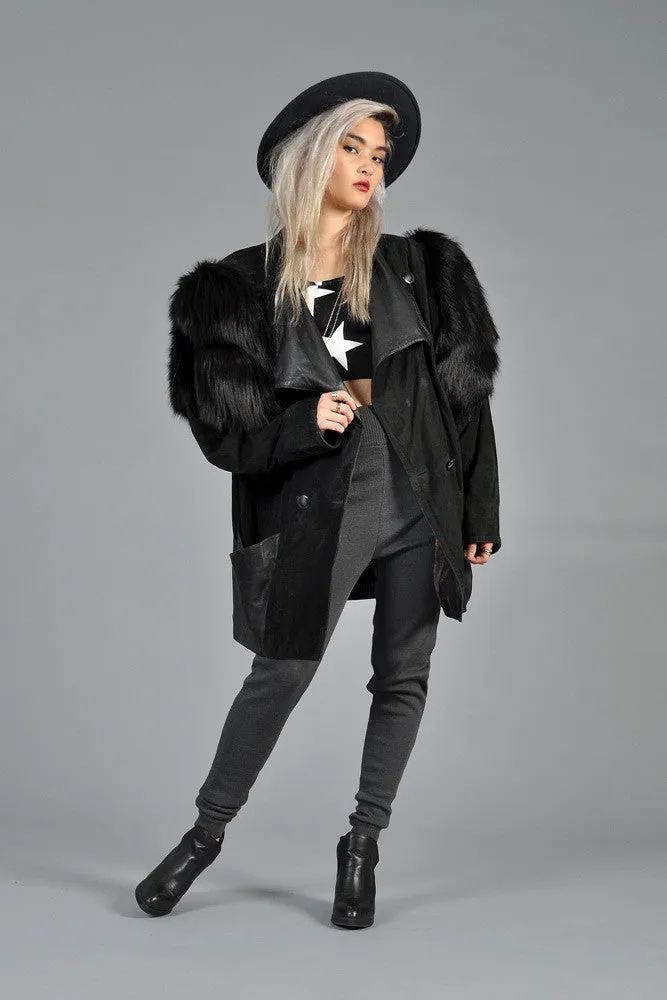 Fox Fur   Suede Avant Garde Draped Jacket