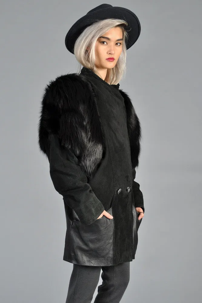 Fox Fur   Suede Avant Garde Draped Jacket