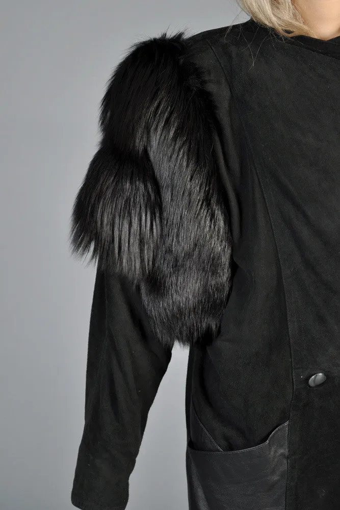 Fox Fur   Suede Avant Garde Draped Jacket