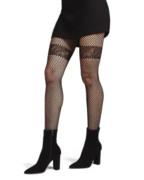 Geometric Band Tight Netted Fishnet Tights