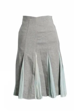Green Tweed Knee Length Skirt