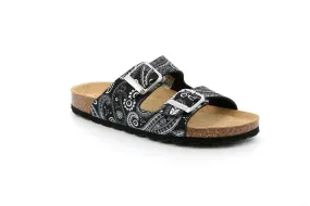 Grunland Women's Sara Two Strap Sandals- Nero Bandana
