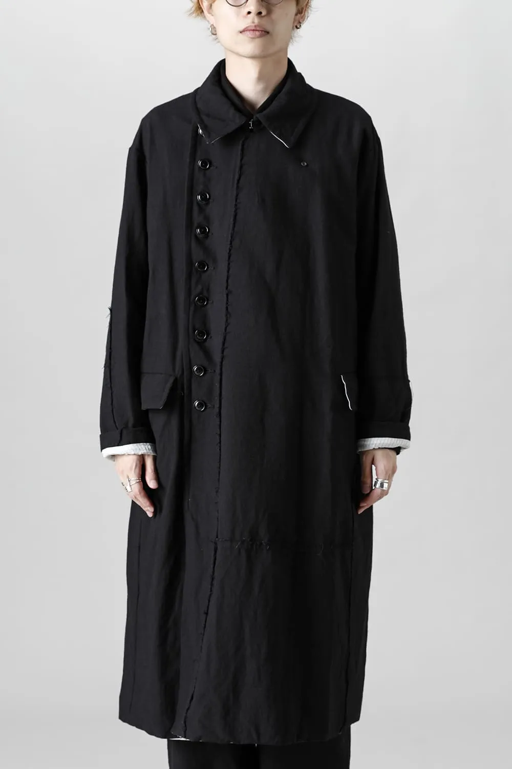 HM-C Wool Linen Double Breasted Coat