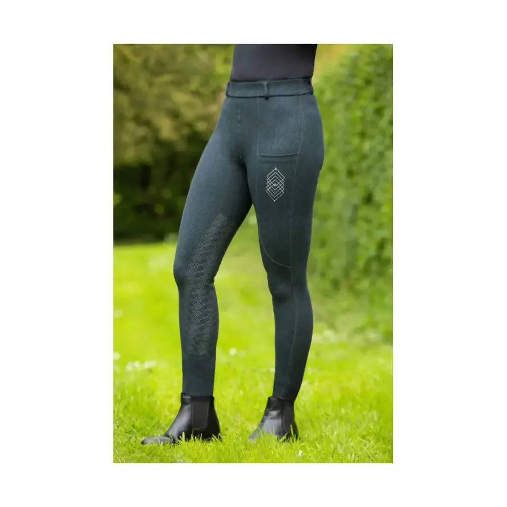 Hy Equestrian Childrens Jesmond Jewel Denim Look Tights
