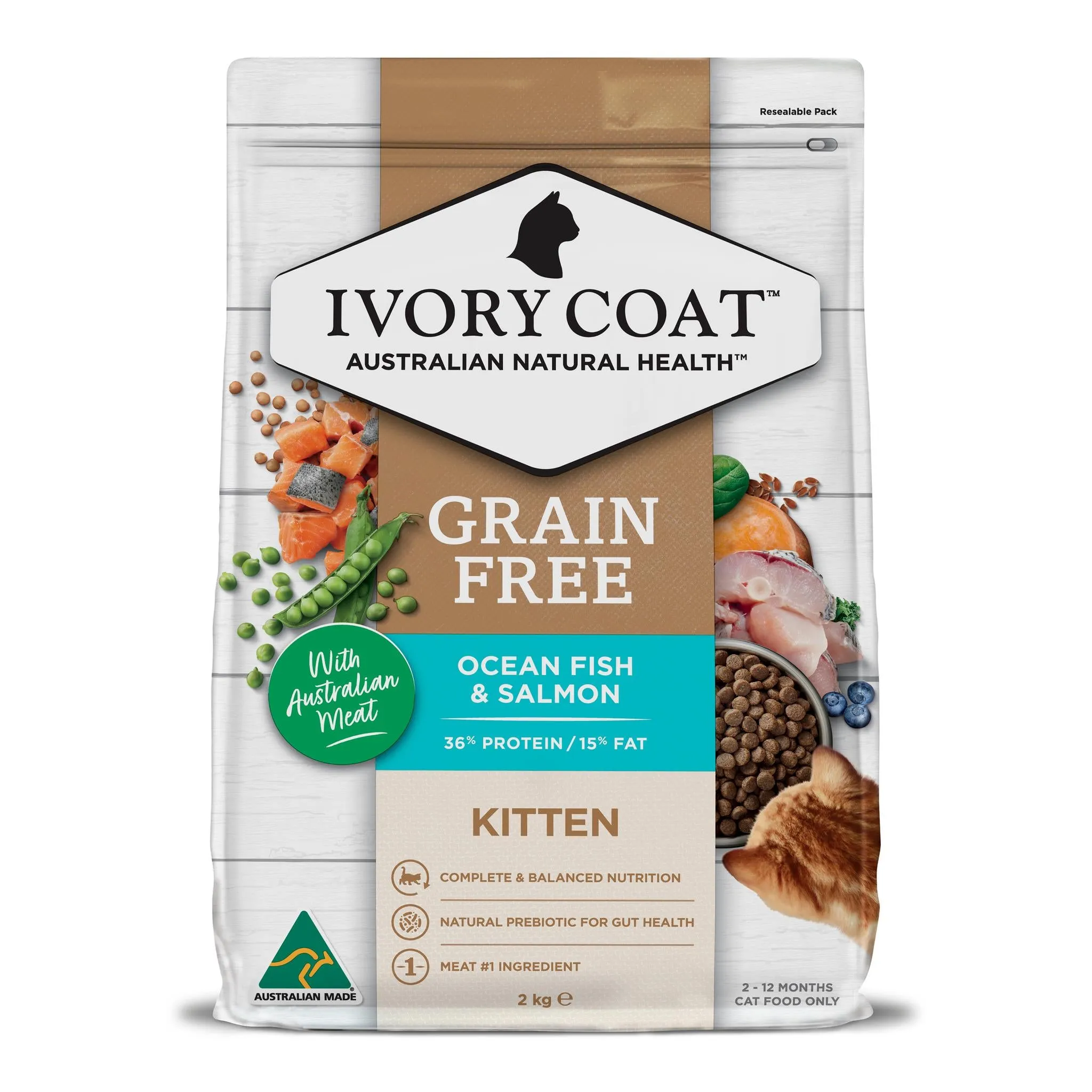 Ivory Coat Kitten Grain Free Ocean Fish & Salmon Cat Dry Food 2kg