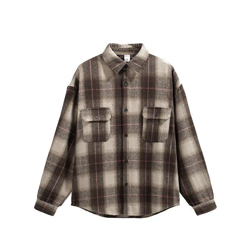Japanese Style Retro Suede Shirt Coat – Lightweight Workwear Inspired Cardigan