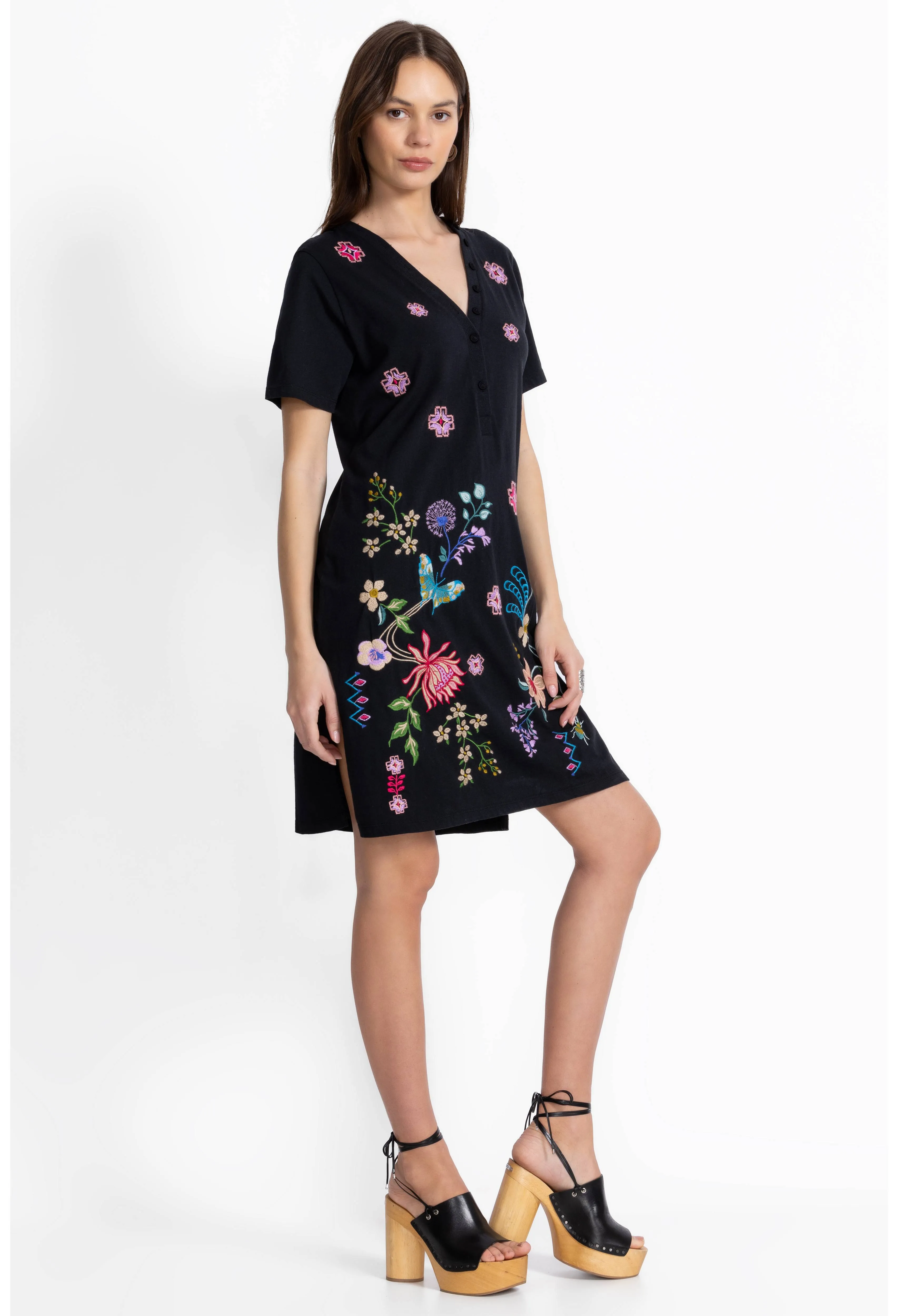 Johnny Was Button Neck Knit Dress