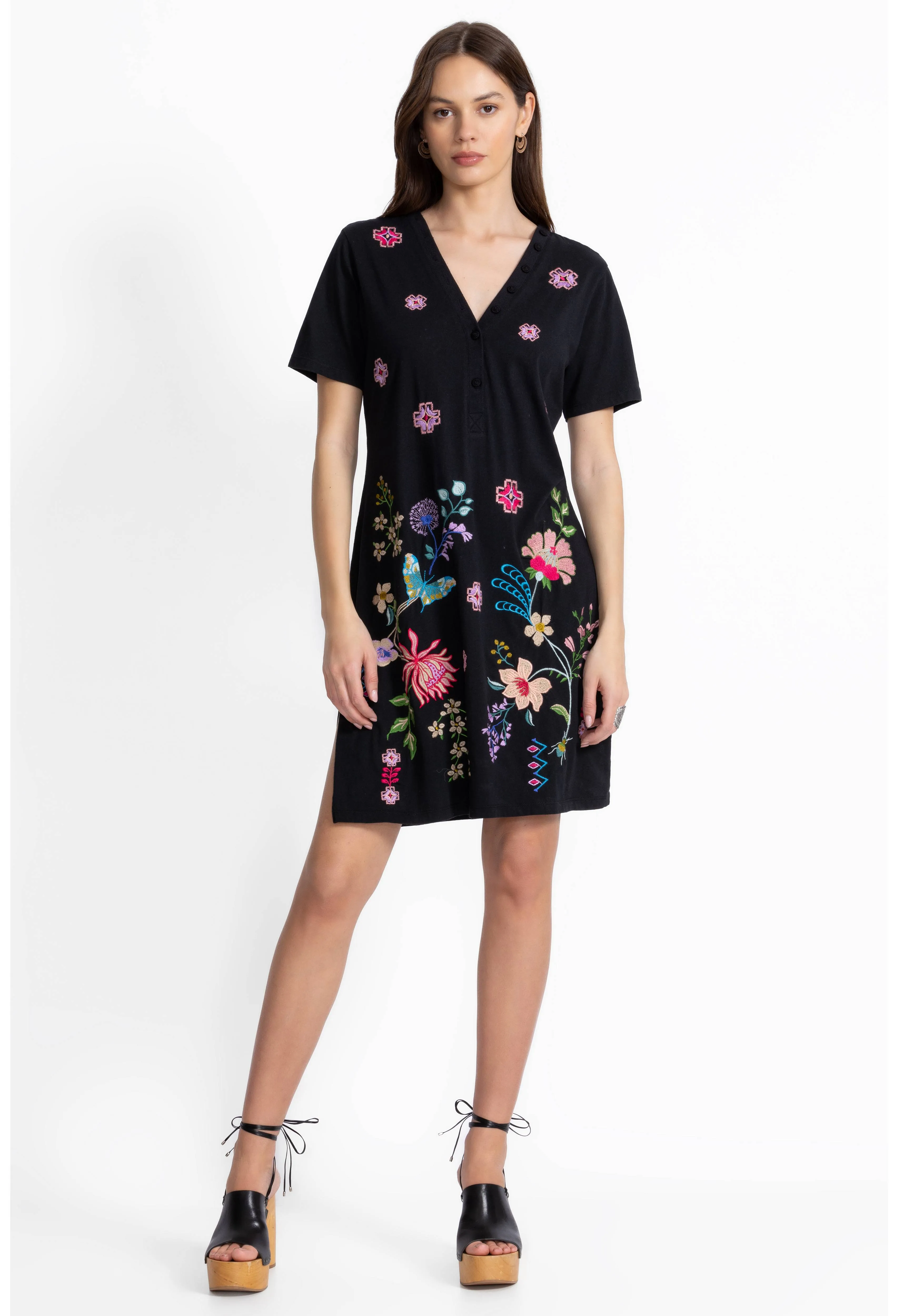 Johnny Was Button Neck Knit Dress