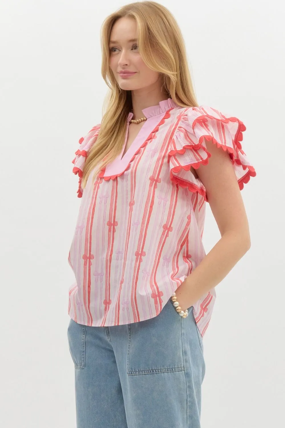 Keeping Up Bow Flutter Top