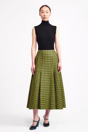 Kenzie Skirt in Green Shetland Houndstooth