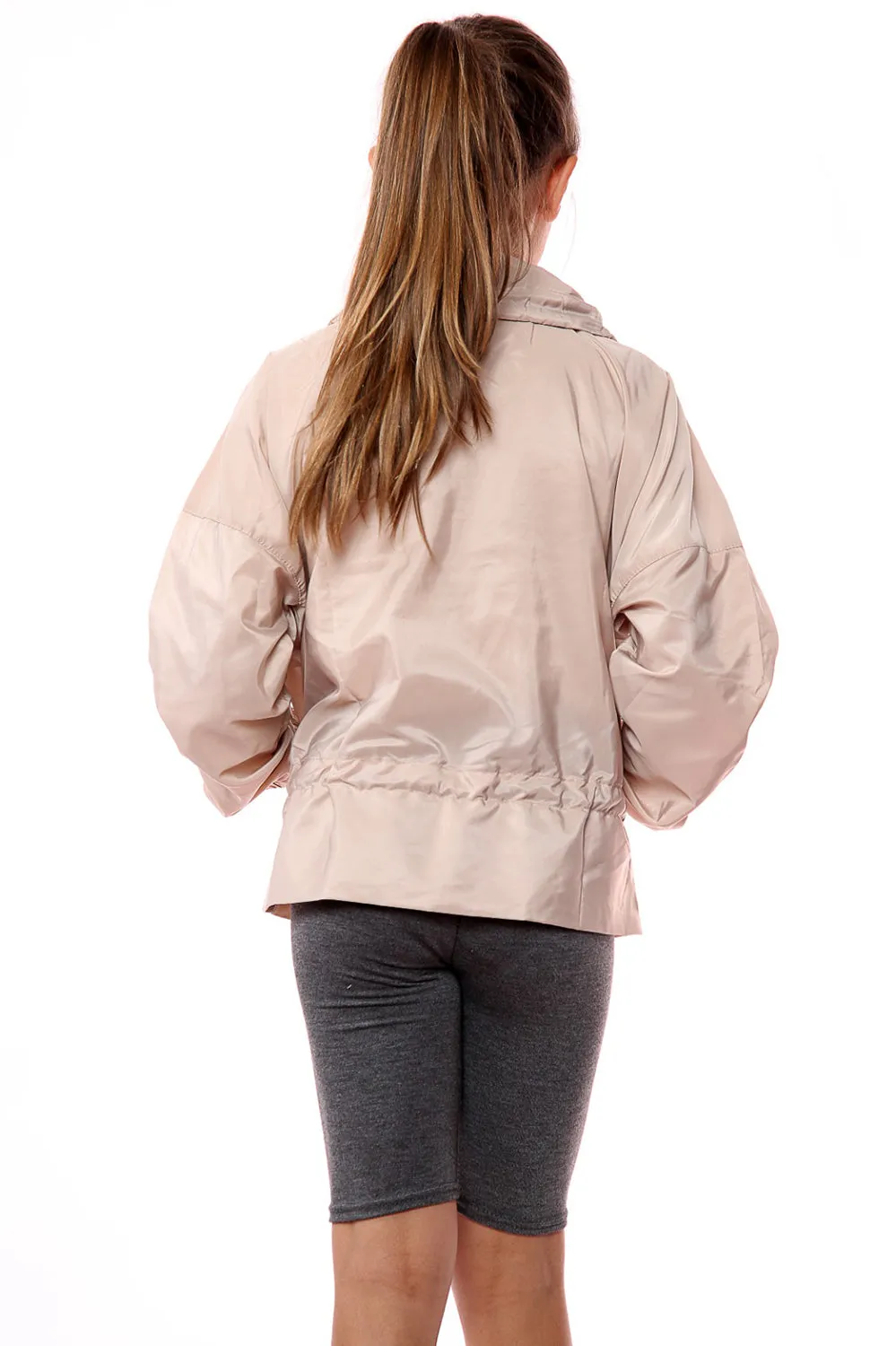 Kids Beige High Neck Hooded Festival Jacket - Parker