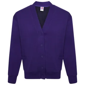 Kids Children Unisex School Uniform Plain Purple Fleece Cardigan