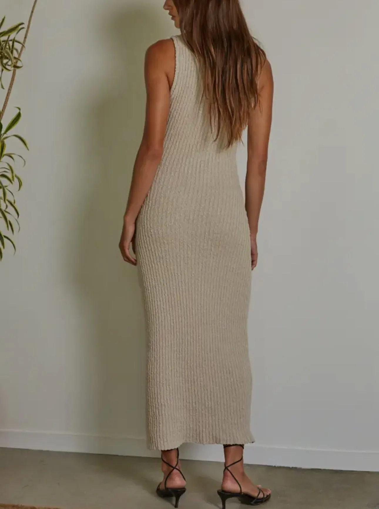 Knit Ribbed Sleeveless BodyCon Dress in Dove Grey By Together
