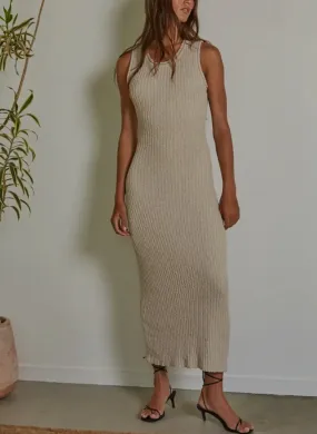 Knit Ribbed Sleeveless BodyCon Dress in Dove Grey By Together