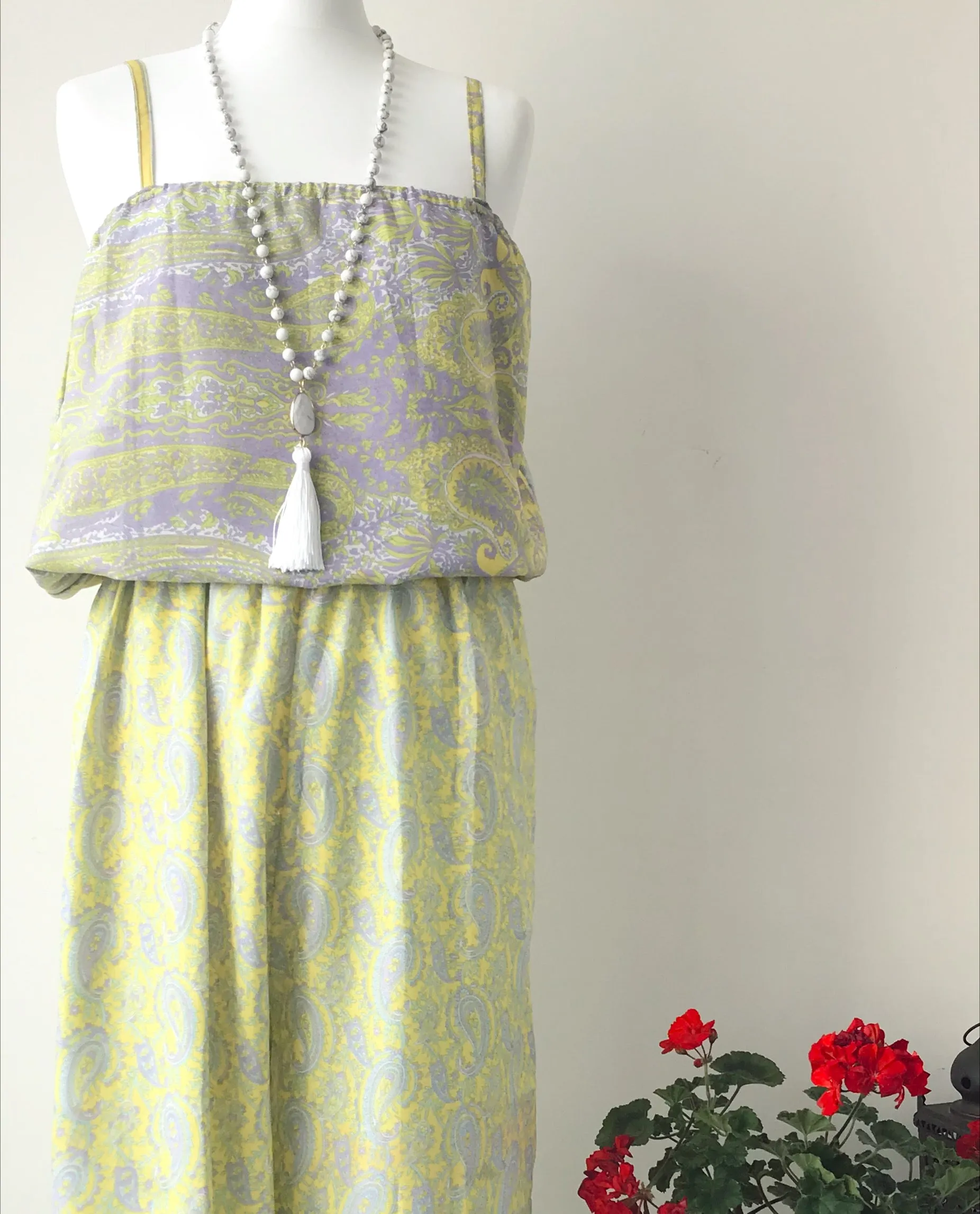 Layla yellow/lilac paisley-print silk jumpsuit free-size