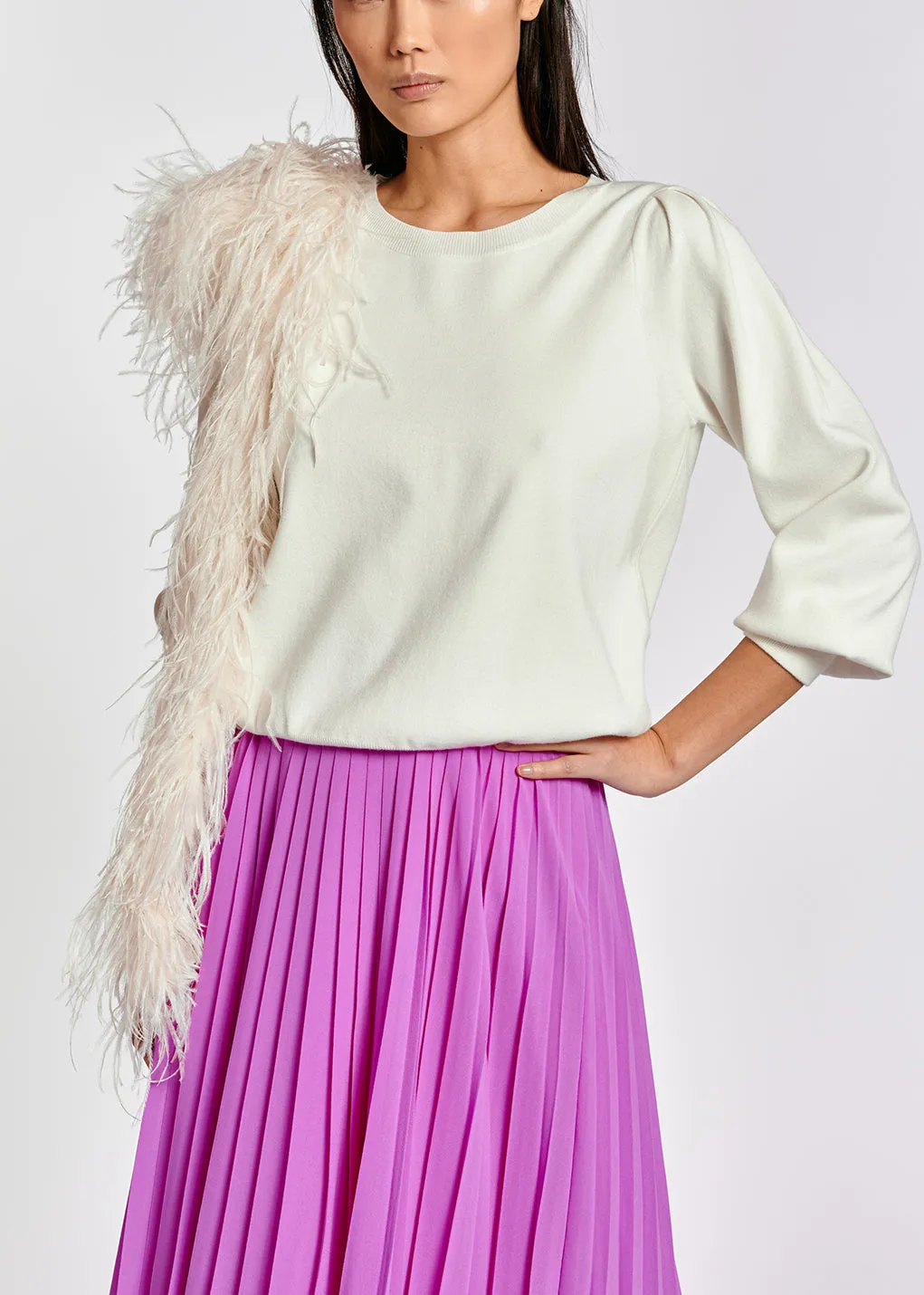 Lilac plissé midi skirt